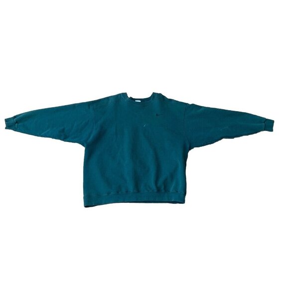 Vintage Nike Sweatshirt Mens XL Green Crewneck White Tag Embroidered Swoosh 90s - Picture 1 of 13
